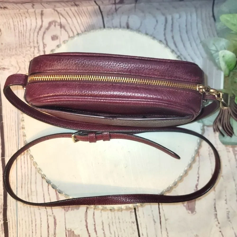 Kate Spade NY Kourtney Burgundy/Maroon/Wine Leather Camera Crossbody Bag